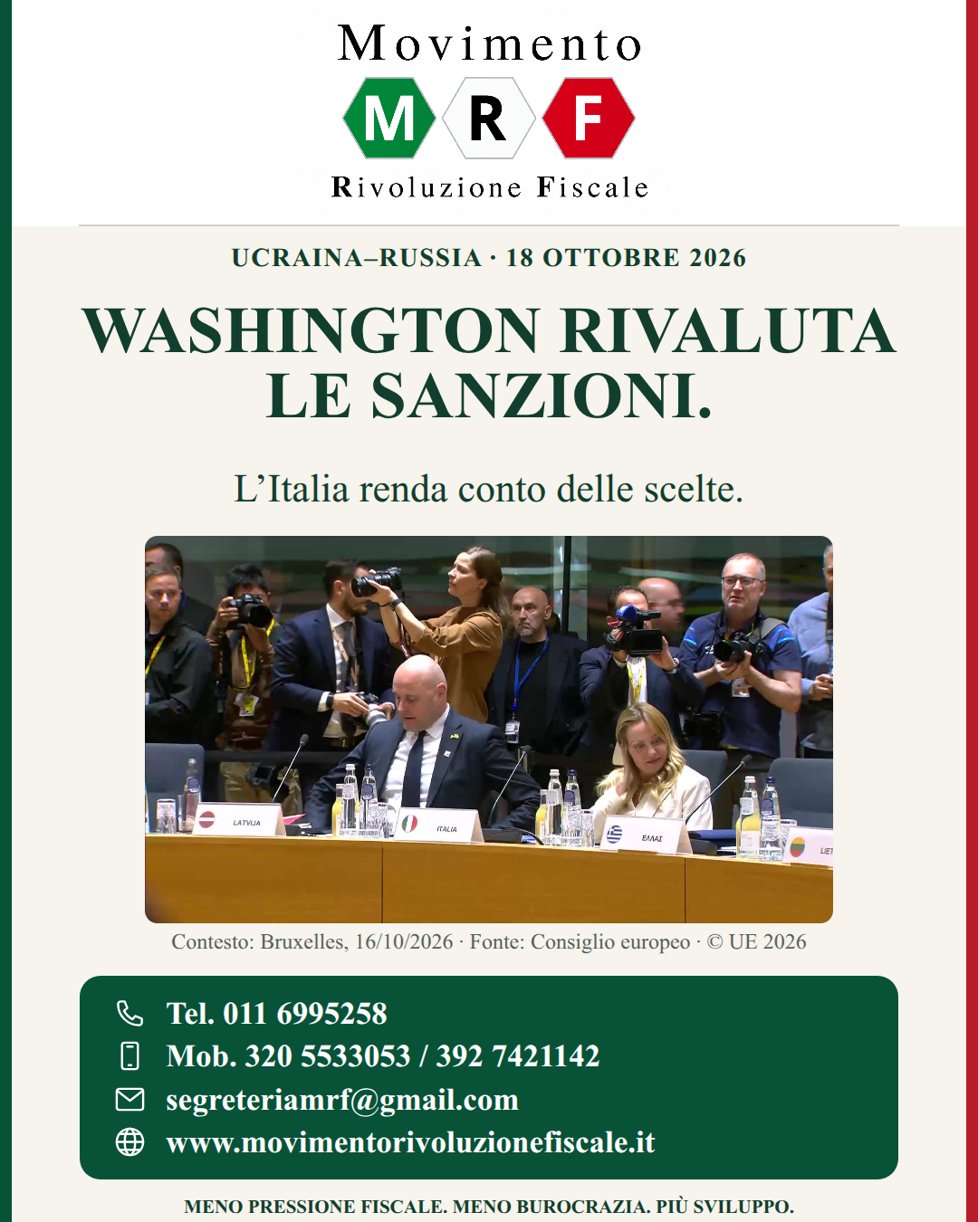 SANZIONI ALLA RUSSIA: WASHINGTON RIVALUTA. L’ITALIA RENDA CONTO DELLE SCELTE.