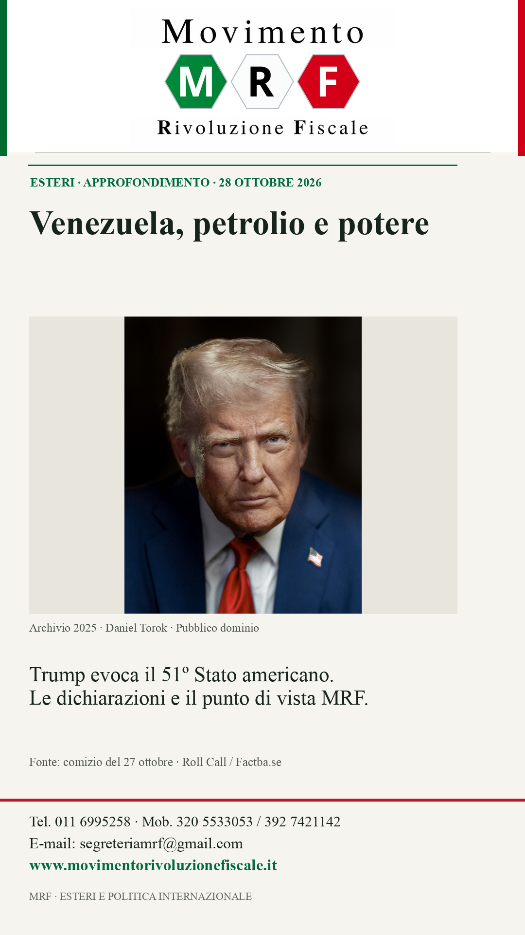 Venezuela, petrolio e potere: Trump evoca il 51º Stato